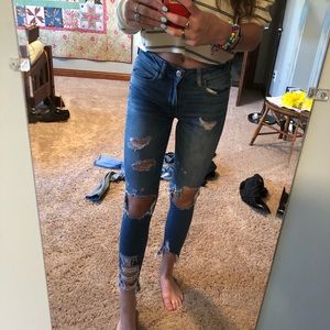 Heavy distressed AE jeans